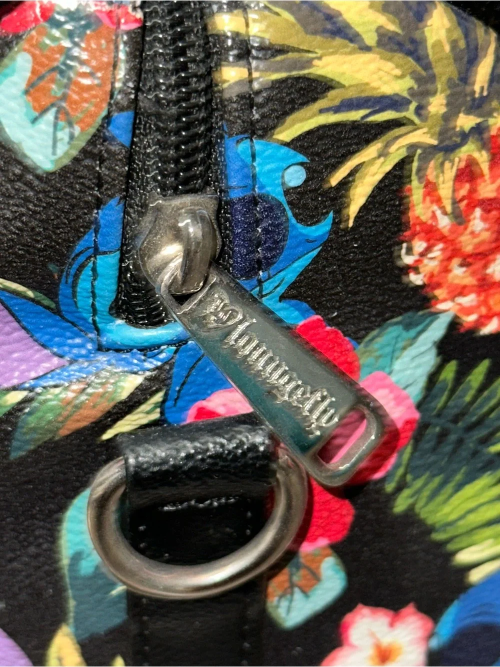 Loungefly Black Tropical Stitch Satchel & Wallet Set with Blue Accents